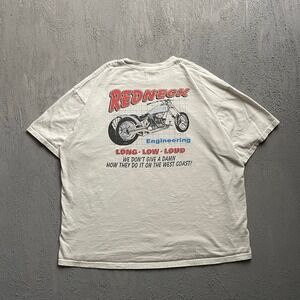 Vintage Redneck Engineering Biker Shirt Mens XXL White 2000s  Graphic